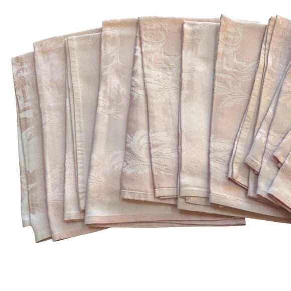 Vintage pink brocade formal dinner napkins (10) pastel textured large squares - Picture 4 of 8